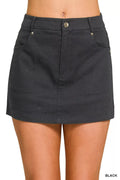 Pretty Toxic Zenana Cotton Twill Lined Mini Skirt — front view