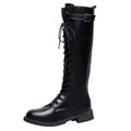 Pretty Toxic Leather Lace-Up Combat Boots — front view