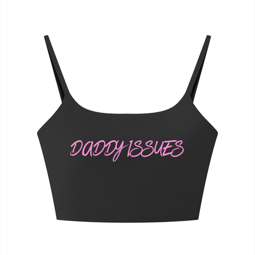 Pretty Toxic Daddy Issues Mini Tank in hot pink, cropped tank top — front view