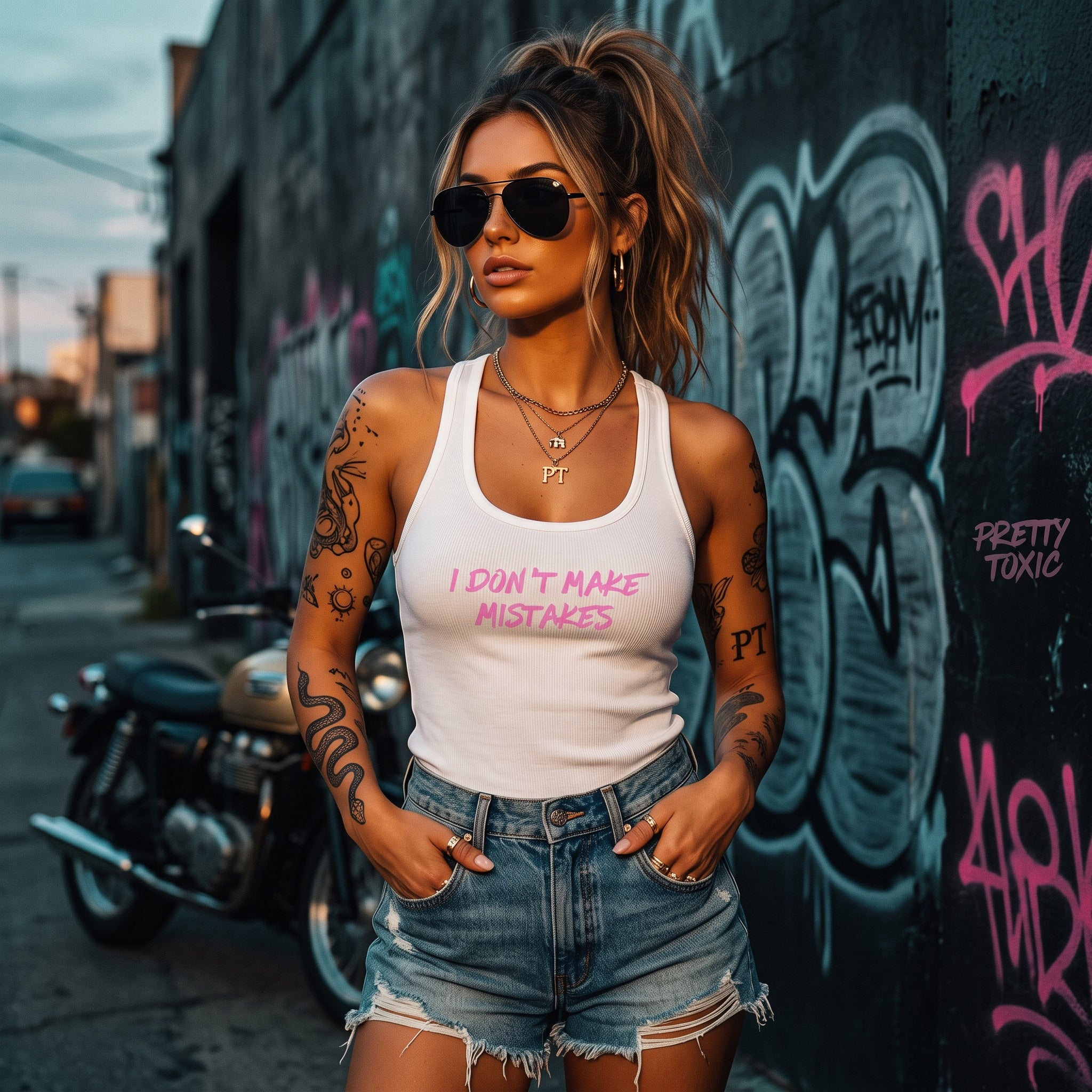 Pretty Toxic I Dont Make Mistakes Tank Top, side view