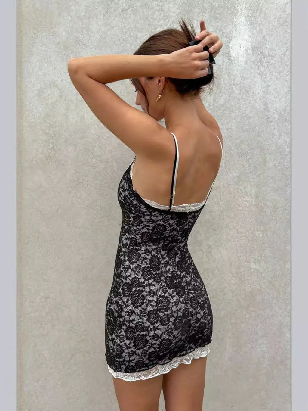 Pretty Toxic Lace Trim Cami Mini Dress, back view