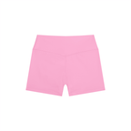 Hot pink yoga shorts with a high waistband, perfect for fierce workouts or casual wear.