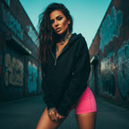 Pretty Toxic Red Flags F*ck Better (Red) Zip Hoodie, graphic close-up