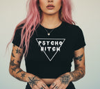 Pretty Toxic Psycho B*tch Crop Top in black — front view