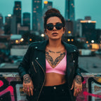 Pretty Toxic Cropped V-Neck Sports Bra, styled on a model