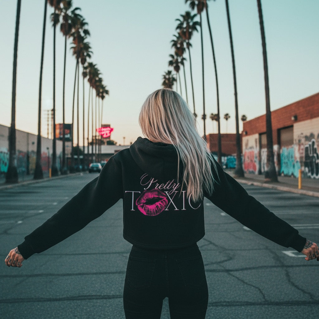 Pretty Toxic Zip Hoodie, detail of the print