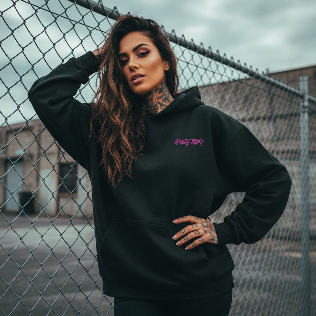 Pretty Toxic Red Flags Hoodie, graphic close-up