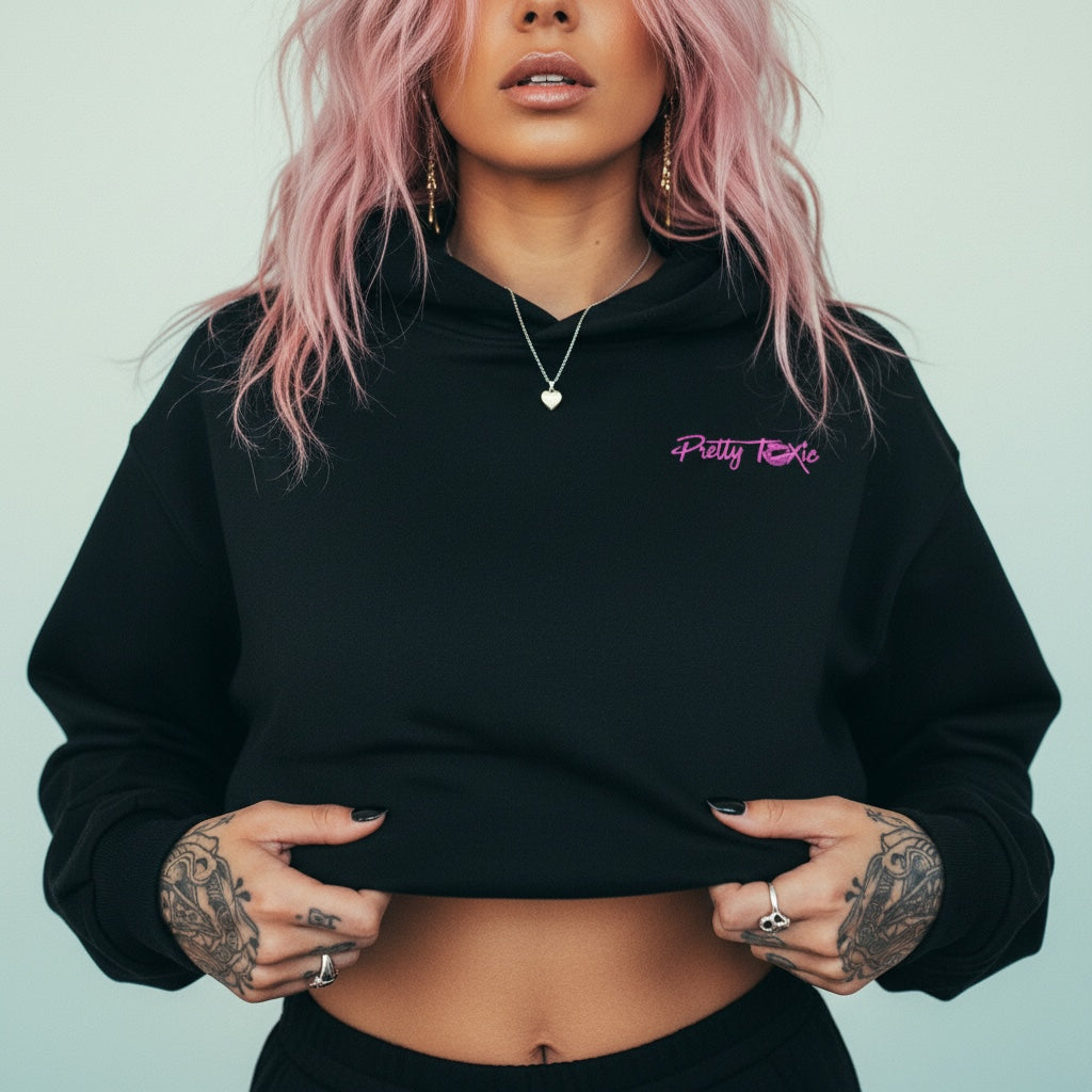 Pretty Toxic Red Flags Hoodie, fabric detail