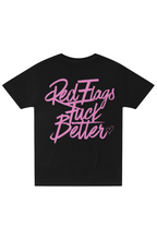 Pretty Toxic Red Flags Pocket T Shirt in black, t-shirt — front view
