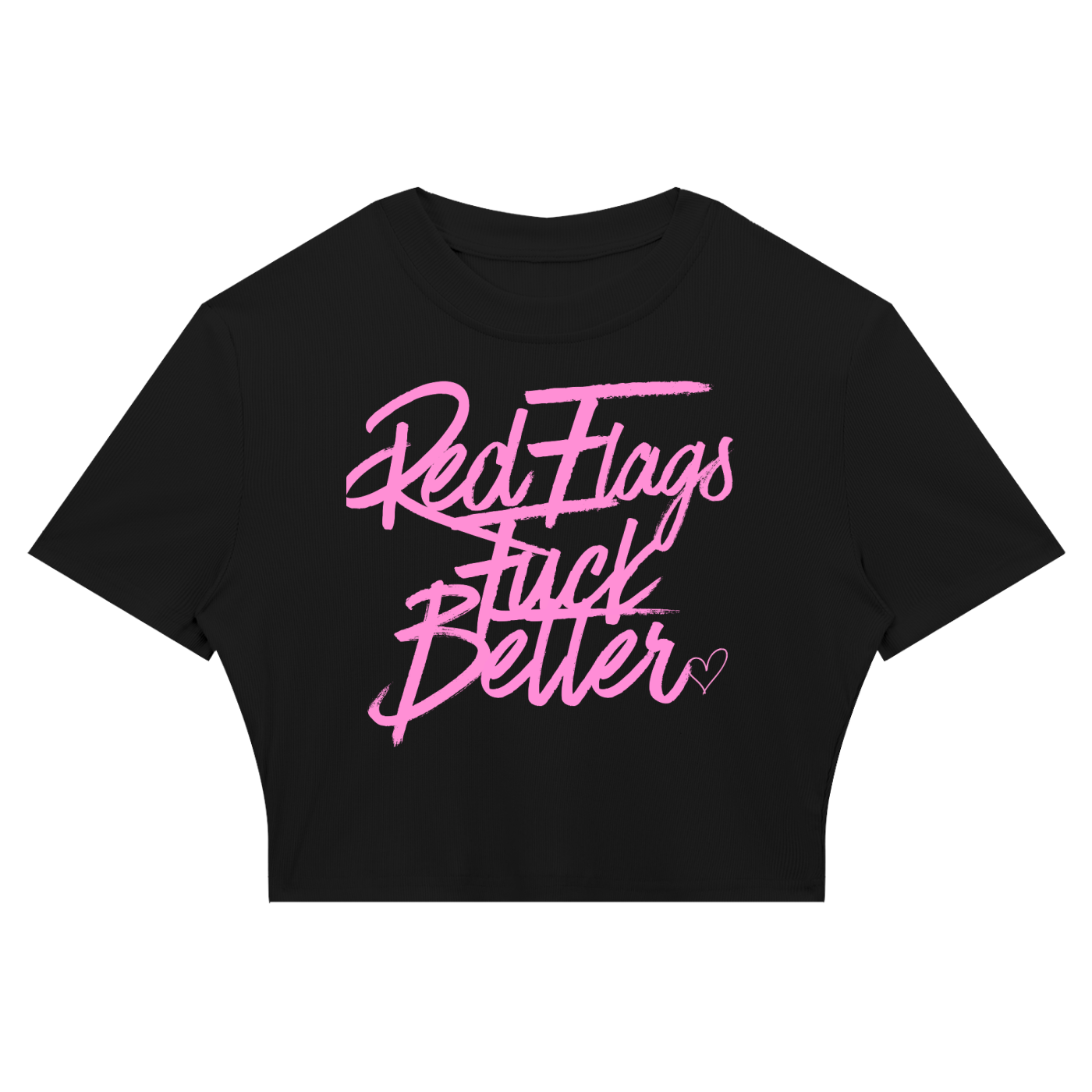 Pretty Toxic Red Flags Cropped Baby Tee in hot pink — front view