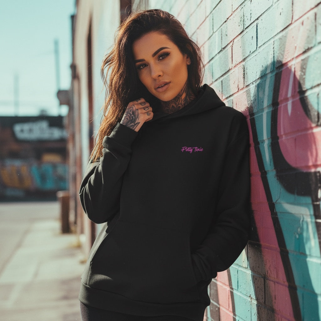 Pretty Toxic Signature Hoodie, graphic close-up