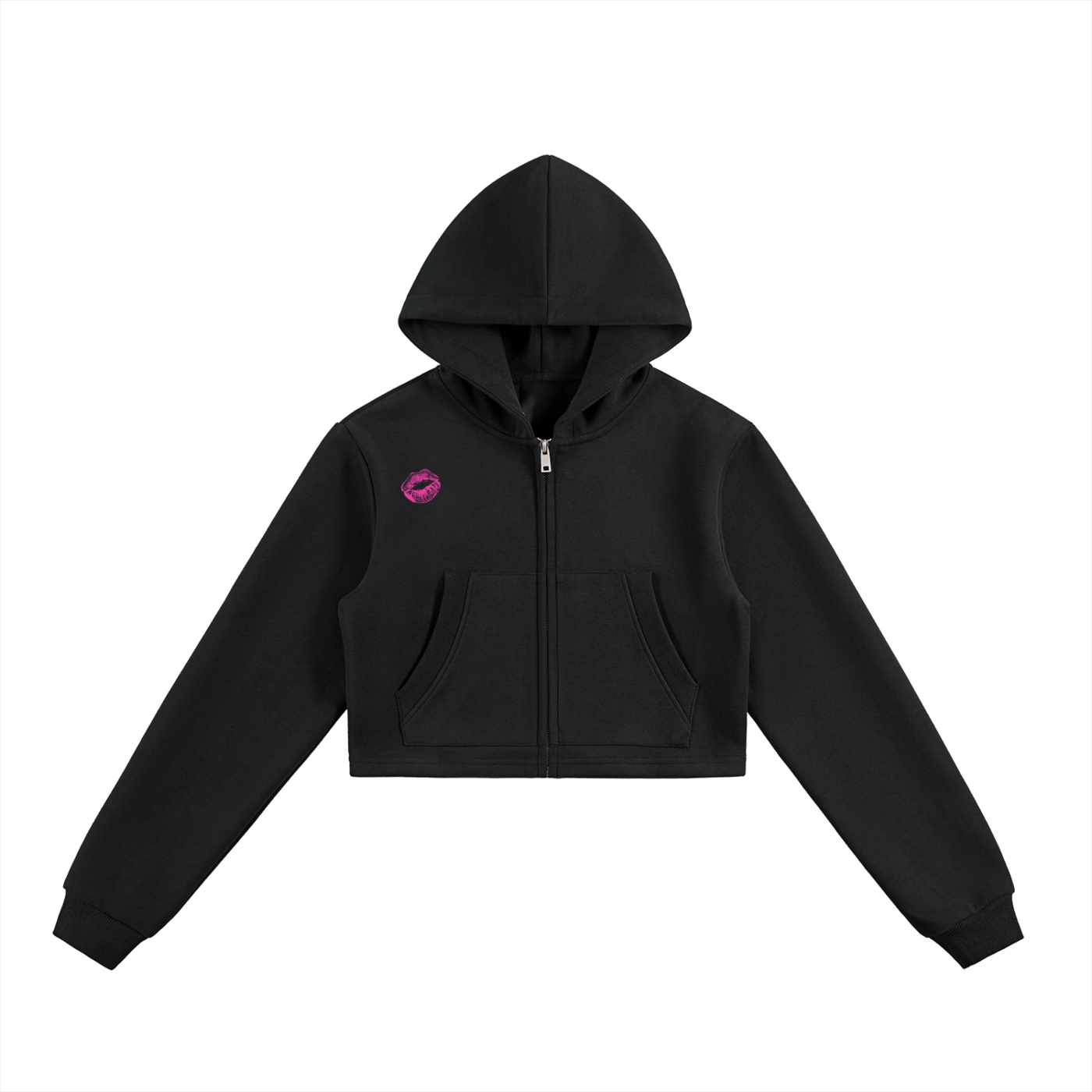 Signature Cropped Zip-Up Hoodie