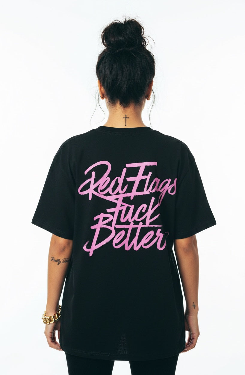 Pretty Toxic Red Flags Pocket T Shirt, side view