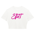 Pretty Toxic Slim Ribbed Crop T-Shirt, fabric and fit detail