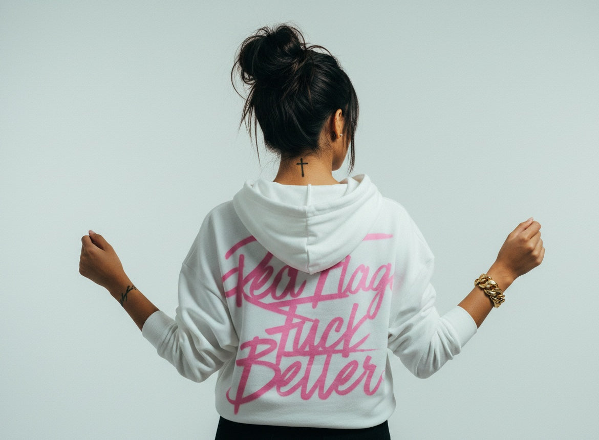 Pretty Toxic Red Flags Hoodie in hot pink — front view