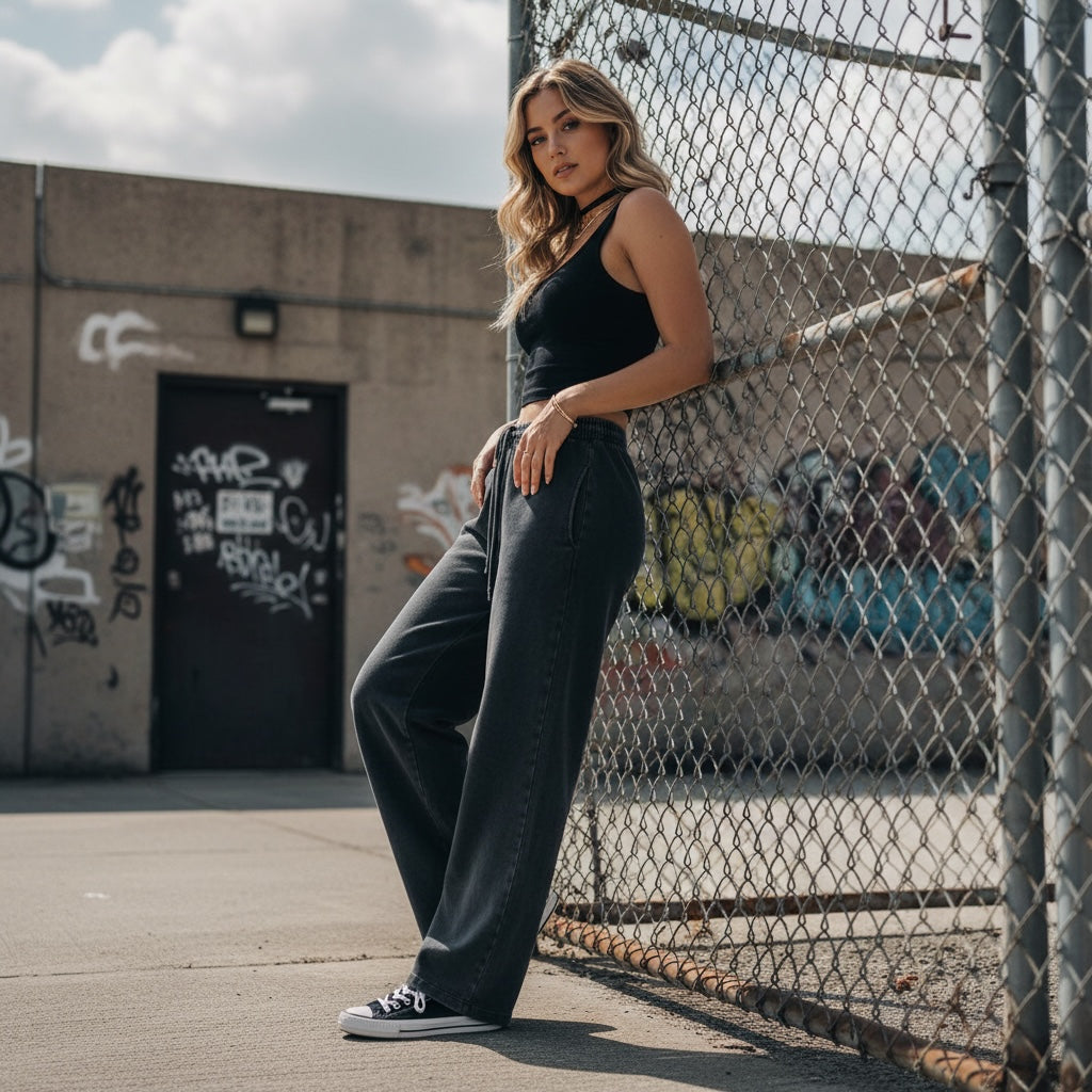 Pretty Toxic Bitch Waist Sweatpants, full outfit shot
