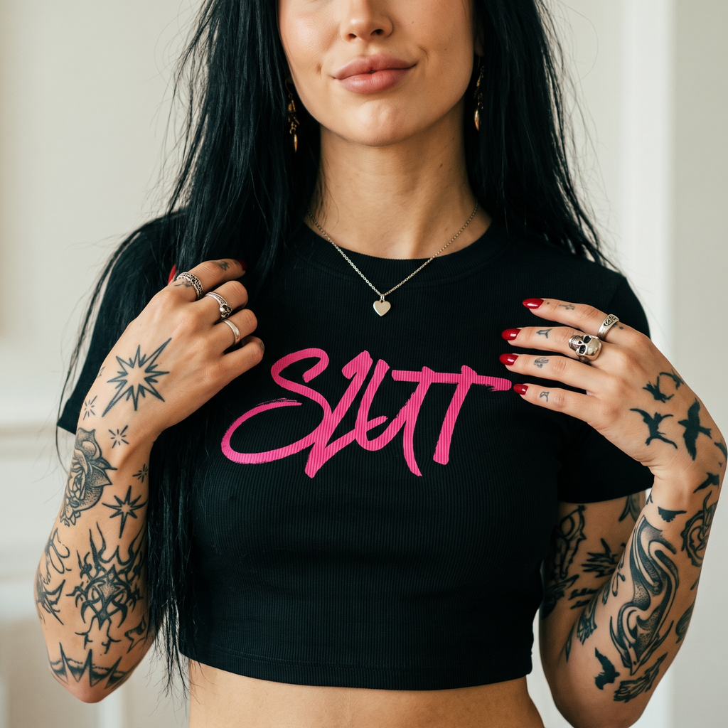 Slut Ribbed Crop Tee