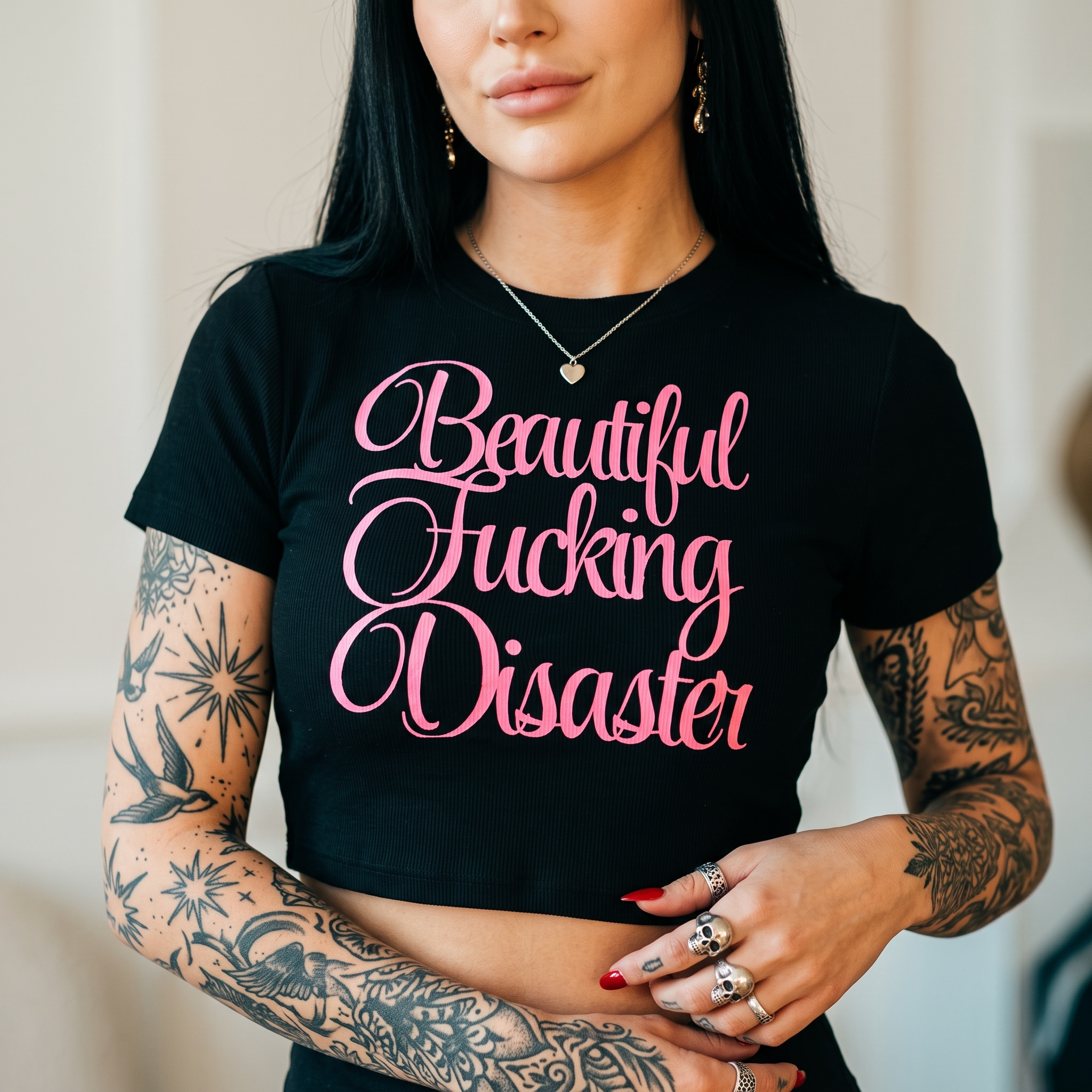 Beautiful F*cking Disaster Ribbed Crop Tee