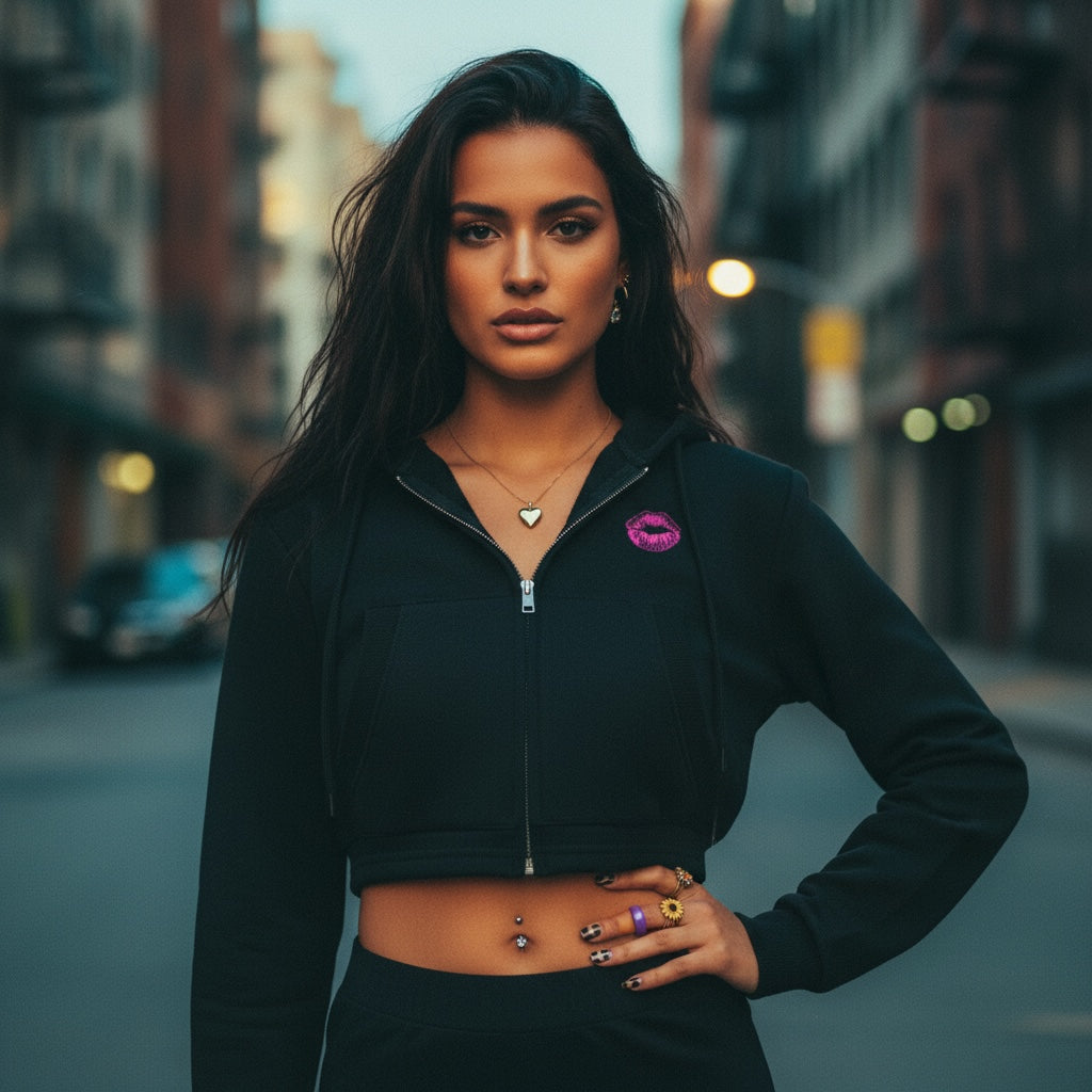 Pretty Toxic Cropped Zip Hoodie, side view