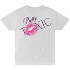 Pretty Toxic Pocket Tee in white, sportin' a large 'TOXIC' graphic with a kiss mark on the back and a logo on the front.