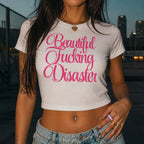 Beautiful F*cking Disaster Ribbed Crop Tee