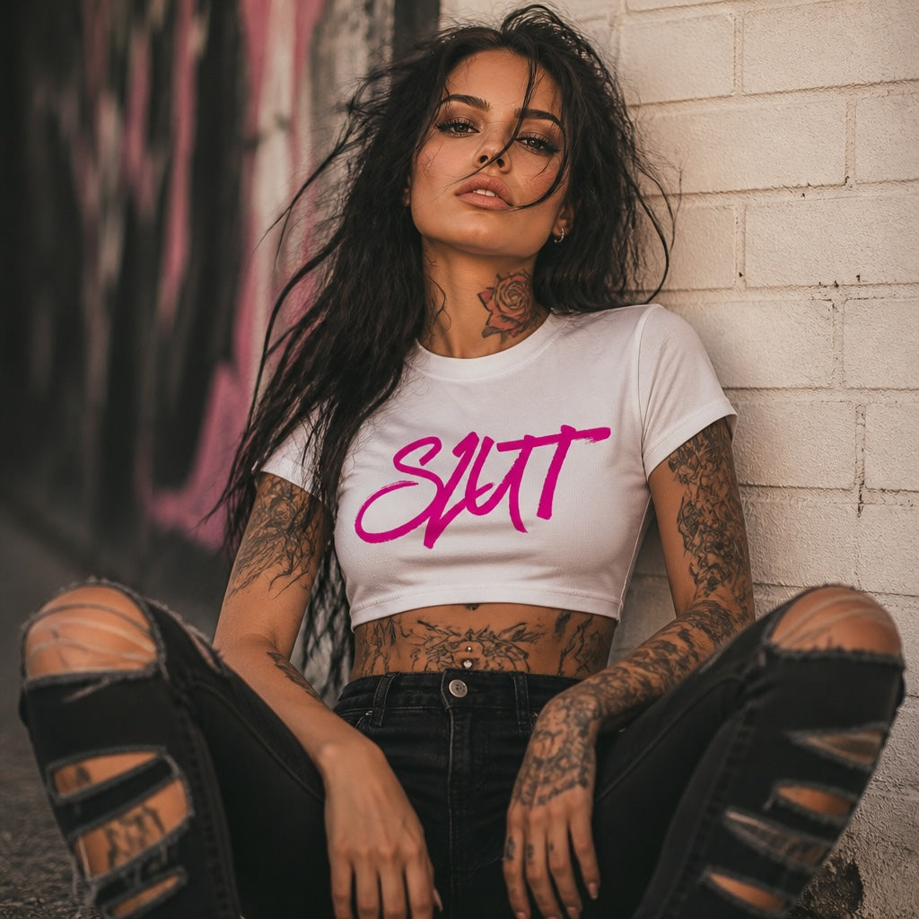 Slut Ribbed Crop Tee
