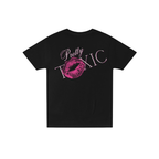 Black t-shirt with bold back graphic readin' 'Pretty TOXIC' and embroidered chest logo, perfect for scallywags.