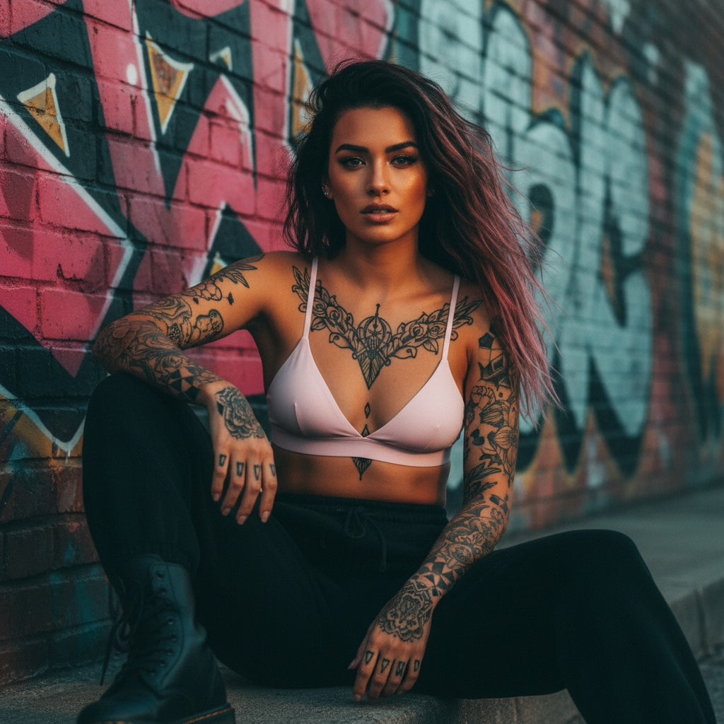 Pretty Toxic Cropped V-Neck Sports Bra, side view