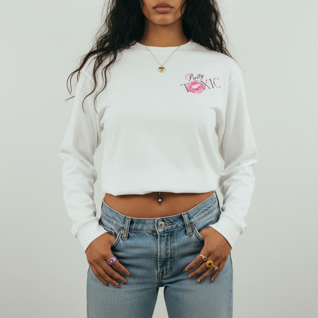 Pretty Toxic Signature Long Sleeve in black, long-sleeve top — front view
