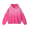 A gradient pink oversized hoodie with a front pocket and 'Pretty Toxic' text, perfect for bold fashion statements.