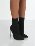 Pretty Toxic Mesh Point Toe Stiletto Boots — front view