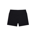 Ahoy! Black yoga shorts, simple design, high waistband, perfect for fierce workouts or casual strolls.