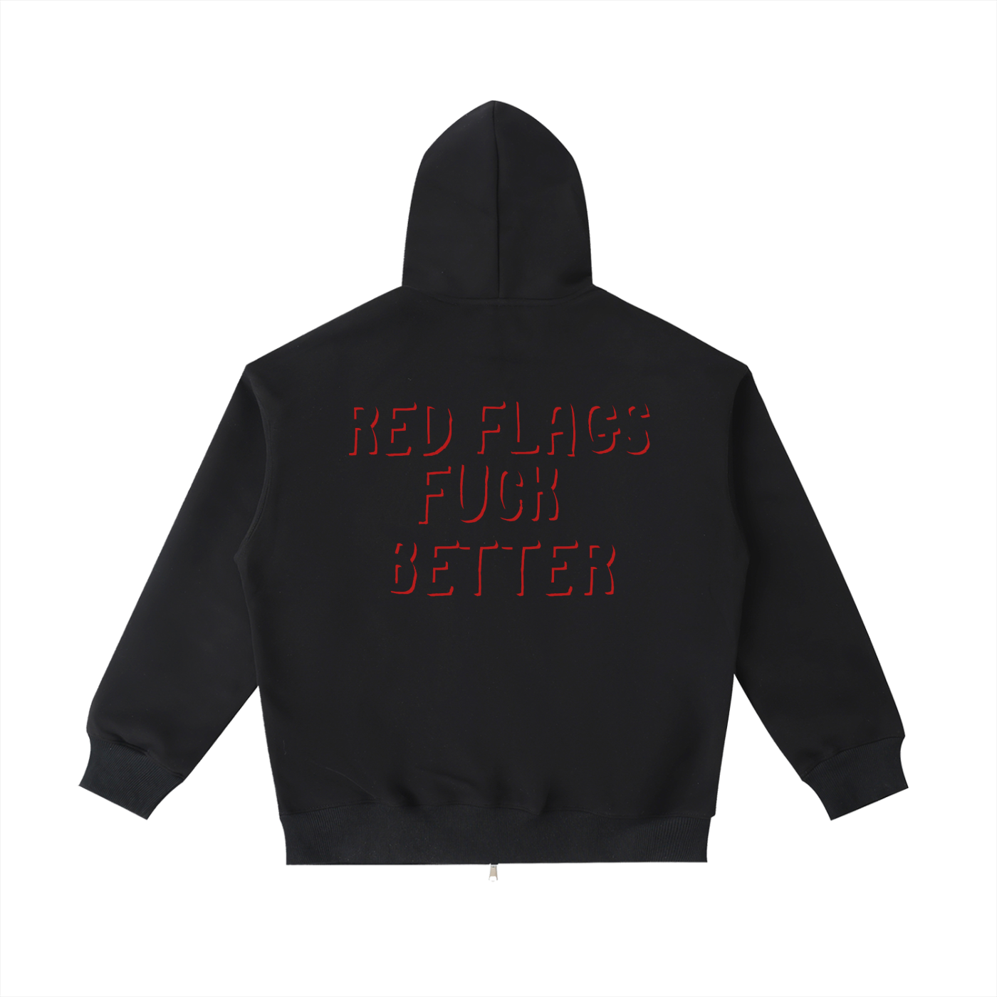 Pretty Toxic Red Flags F*ck Better (Red) Zip Hoodie, back view