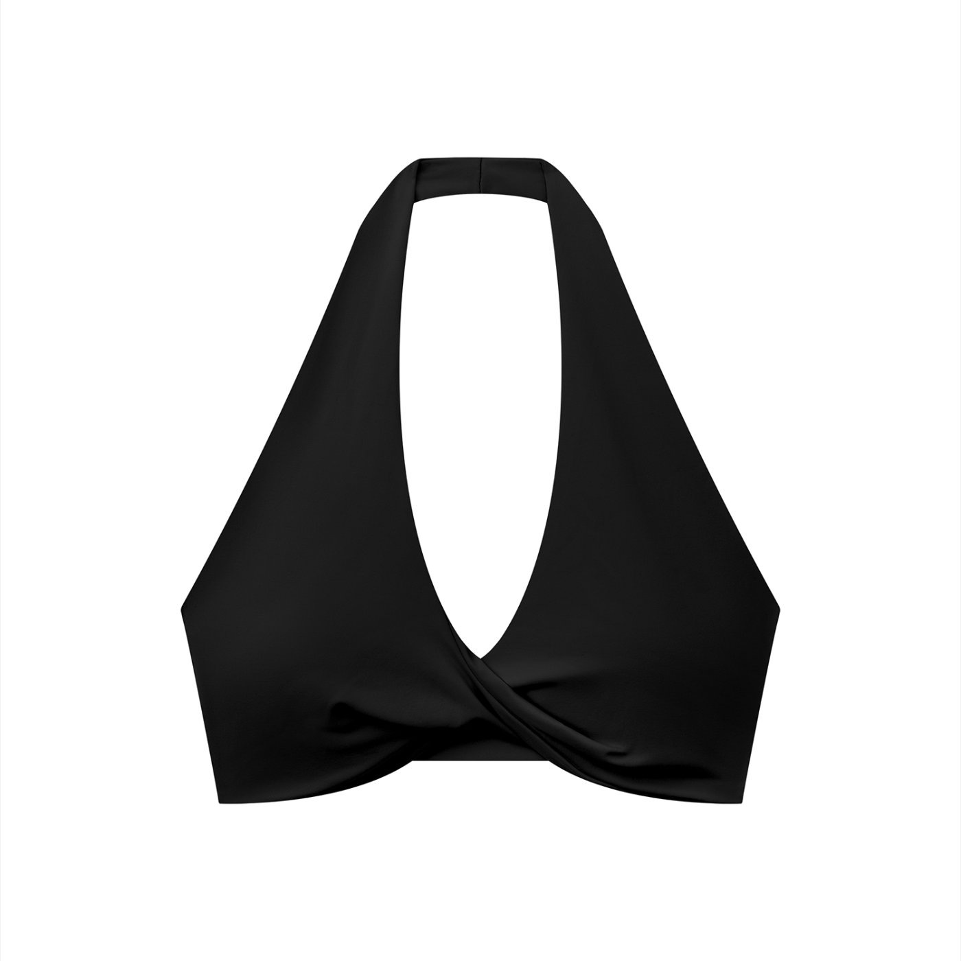 Pretty Toxic Baby Pleated Halter Sports Bra in black — front view